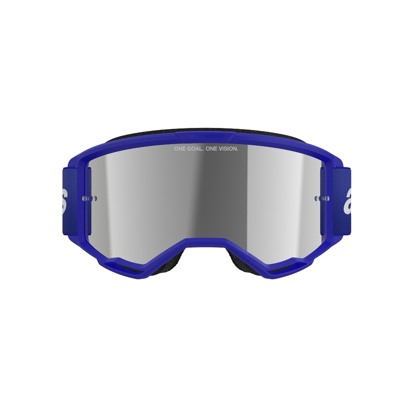 Gafas de motocross Alpinestars Vision 3 Wordmark azul con lente plateada espejada