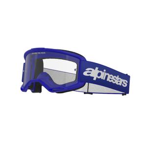 Gafas de motocross Alpinestars Vision 3 Wordmark azul con plexi transparente