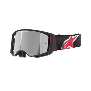 Gafas de motocross Alpinestars Supertech Corp negras y rojas con lente plateada espejada