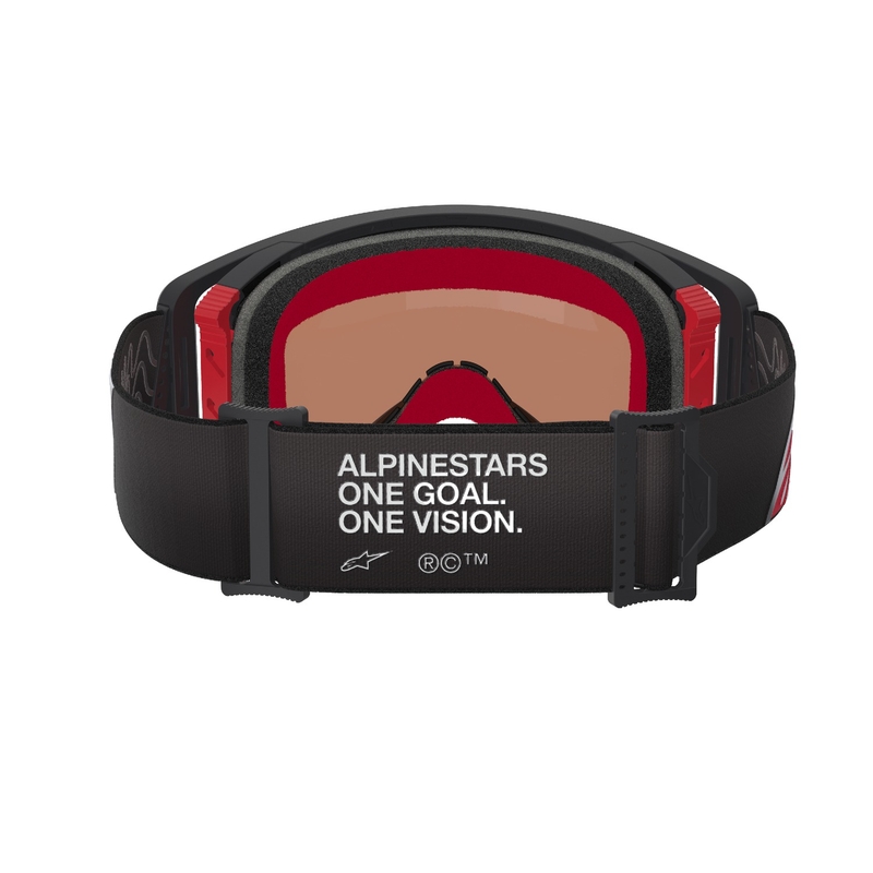 Gafas de motocross Alpinestars Supertech Corp negras y rojas con lente plateada espejada