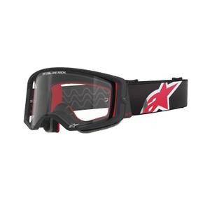 Gafas de motocross Alpinestars Supertech Corp negras y rojas con lente transparente