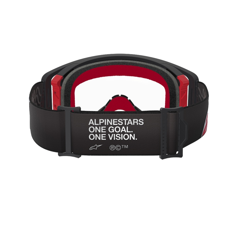 Gafas de motocross Alpinestars Supertech Corp negras y rojas con lente transparente