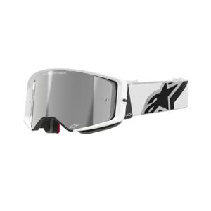 Gafas de motocross Alpinestars Supertech Corp blancas con lente plateada espejada