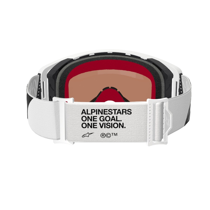 Gafas de motocross Alpinestars Supertech Corp blancas con lente plateada espejada