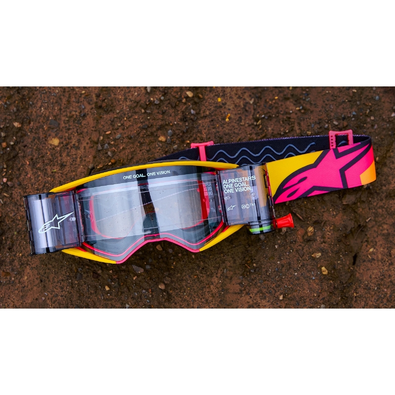 Gafas de motocross Alpinestars Supertech Corp blancas con lente transparente