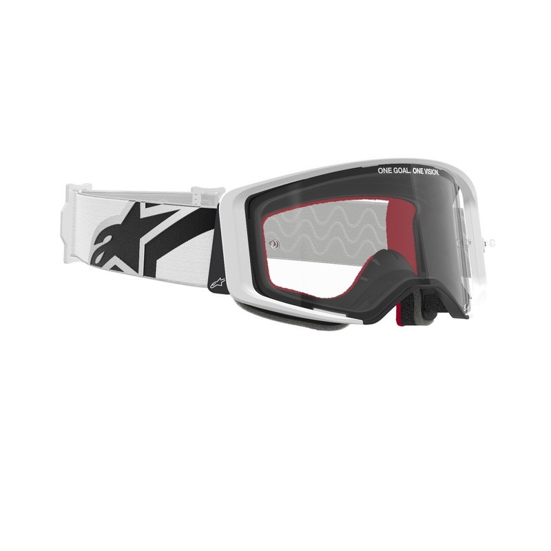 Gafas de motocross Alpinestars Supertech Corp blancas con lente transparente