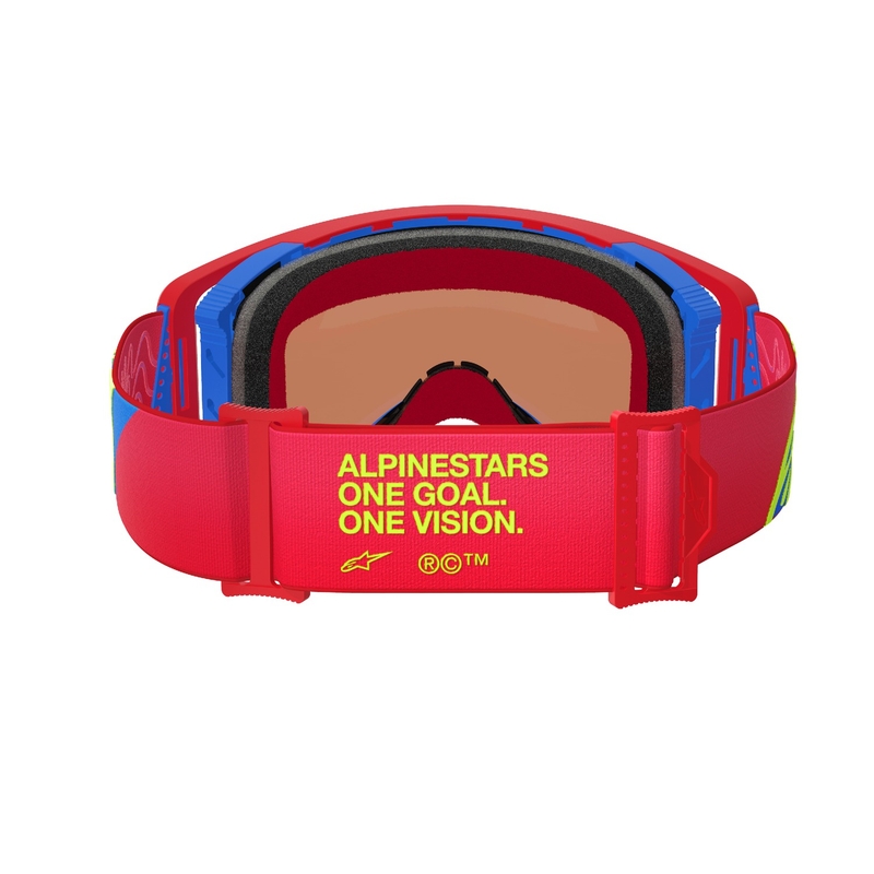 Gafas de motocross Alpinestars Supertech Corp rojas y azules con lente plateada espejada