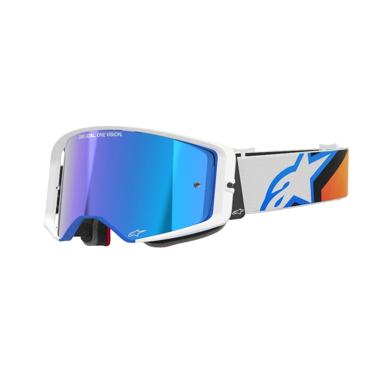 Gafas de motocross Alpinestars Supertech Corp azul-naranja con lente azul espejada