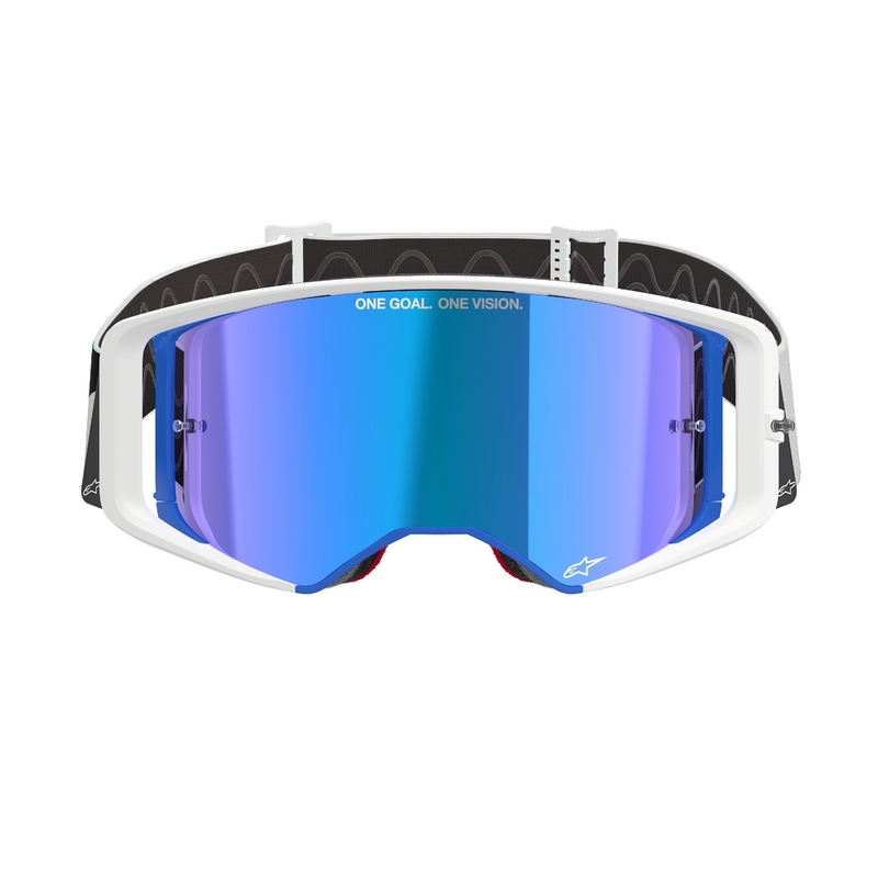Gafas de motocross Alpinestars Supertech Corp azul-naranja con lente azul espejada