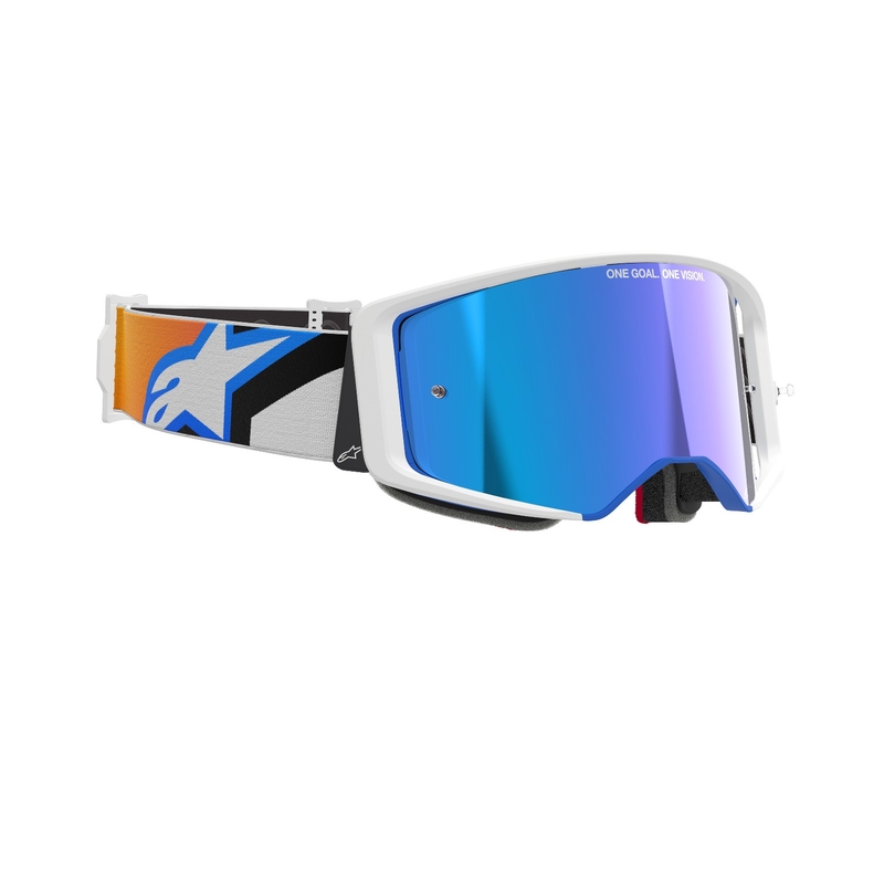 Gafas de motocross Alpinestars Supertech Corp azul-naranja con lente azul espejada