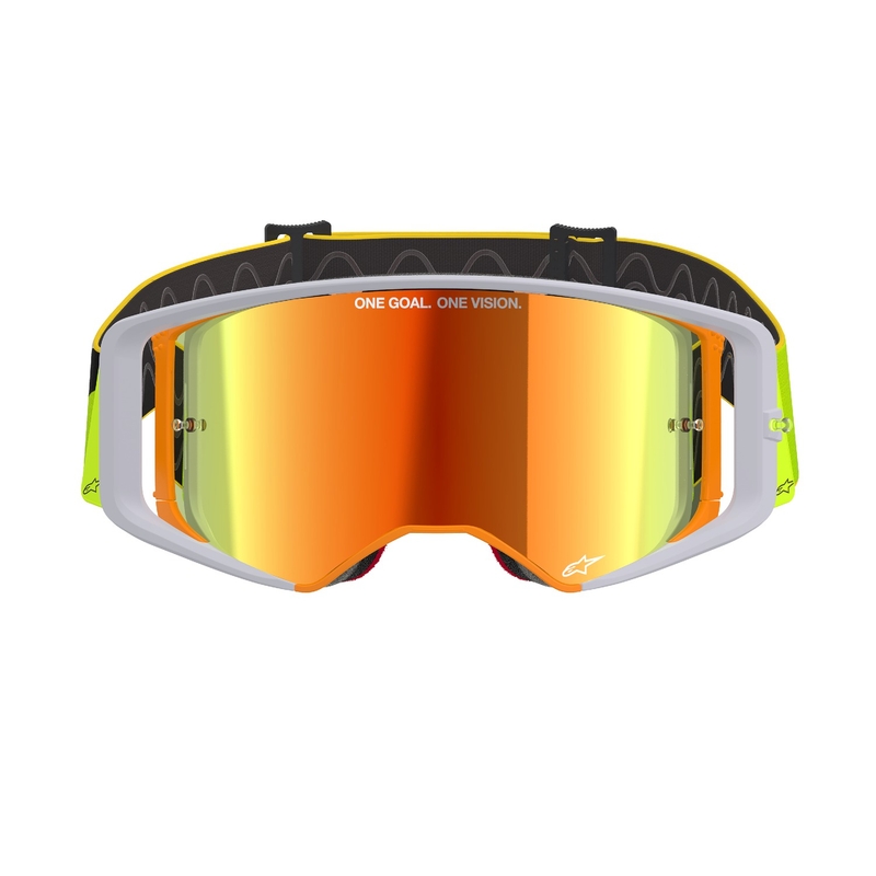 Gafas de motocross Alpinestars Supertech Corp amarillo fluo-gris con lente roja espejada