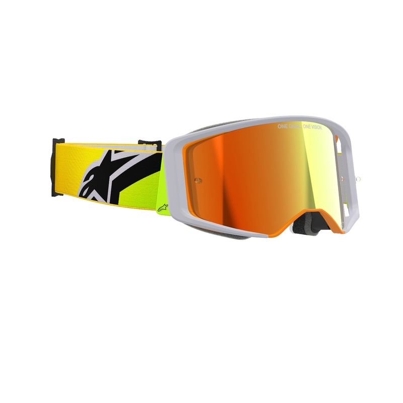 Gafas de motocross Alpinestars Supertech Corp amarillo fluo-gris con lente roja espejada