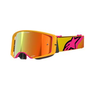 Gafas de motocross Alpinestars Supertech Corp amarillo-rosa con lente roja espejada