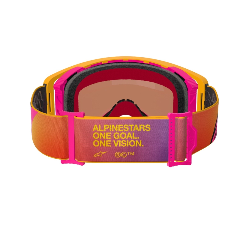 Gafas de motocross Alpinestars Supertech Corp amarillo-rosa con lente roja espejada
