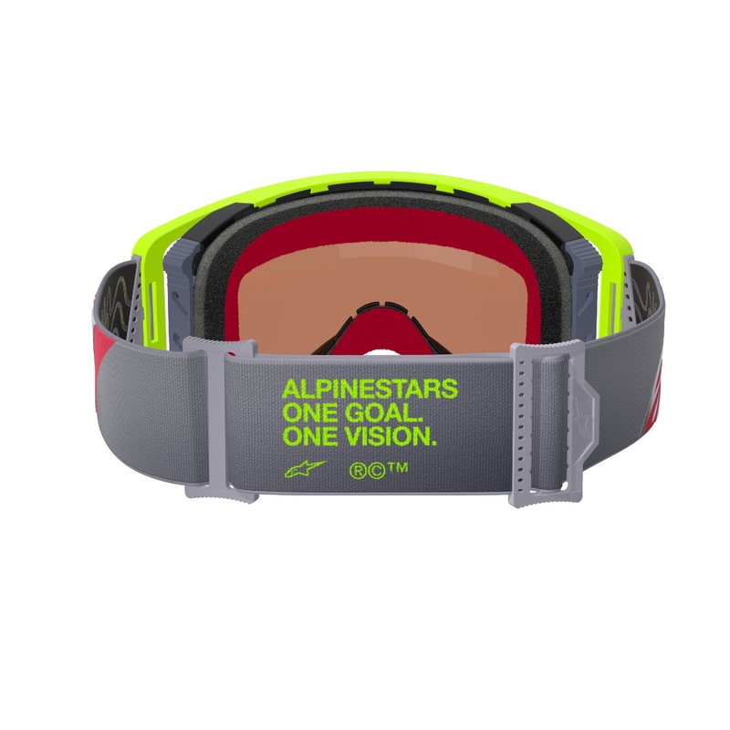 Gafas de motocross Alpinestars Supertech Corp amarillo fluo-rojo con lente plateada espejada