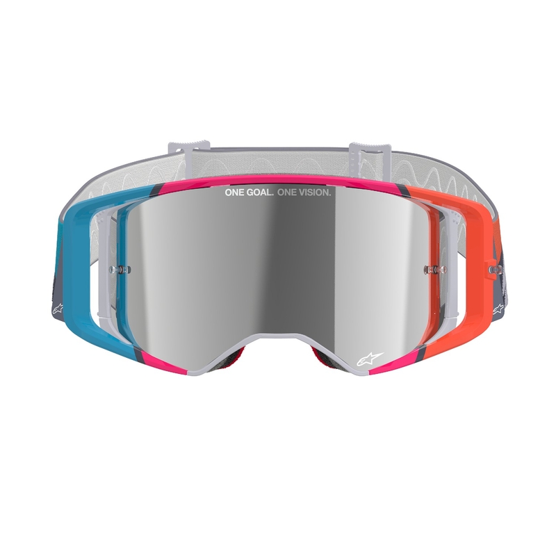 Gafas de motocross Alpinestars Supertech Stream gris-multicolor con lente plateada espejada