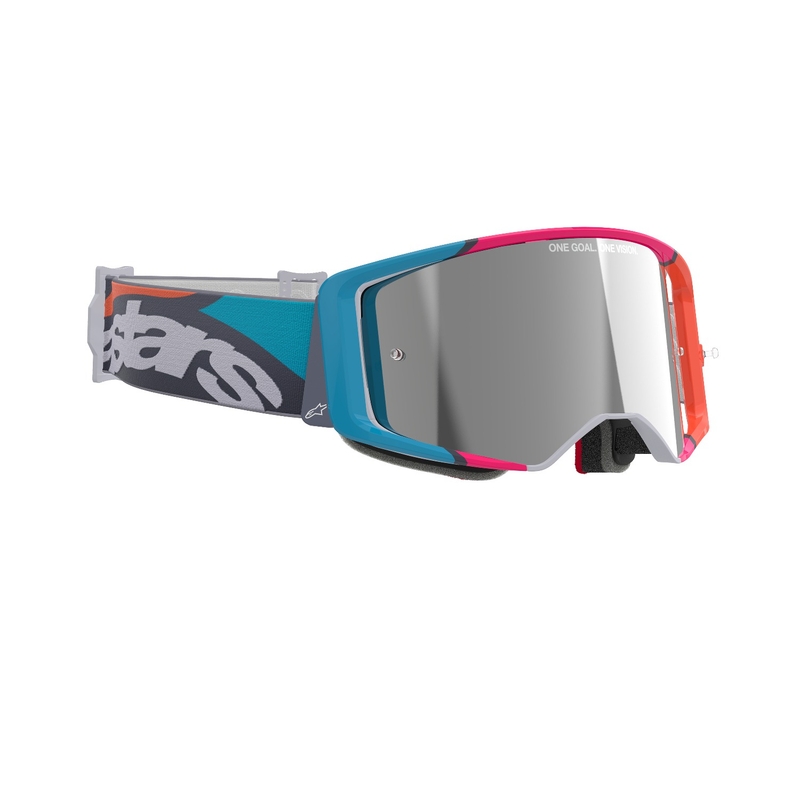 Gafas de motocross Alpinestars Supertech Stream gris-multicolor con lente plateada espejada