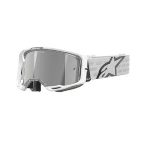 Gafas de motocross Alpinestars Vision 8 Corp blancas con lente plateada espejada