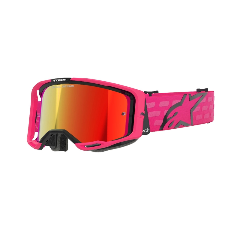 Gafas de motocross Alpinestars Vision 8 Corp rosa con lente roja espejada