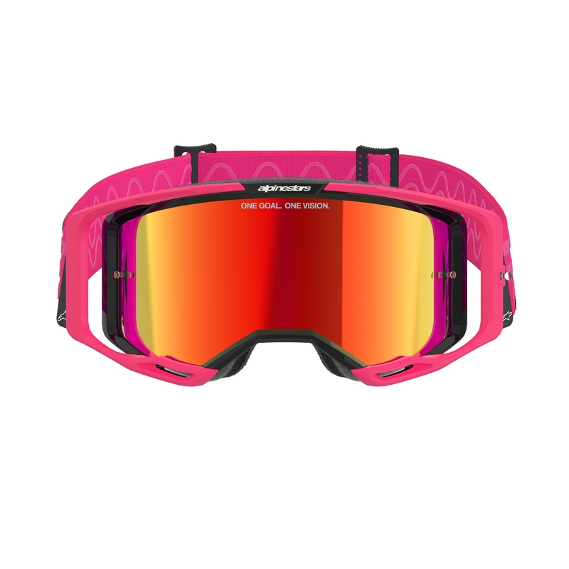 Gafas de motocross Alpinestars Vision 8 Corp rosa con lente roja espejada