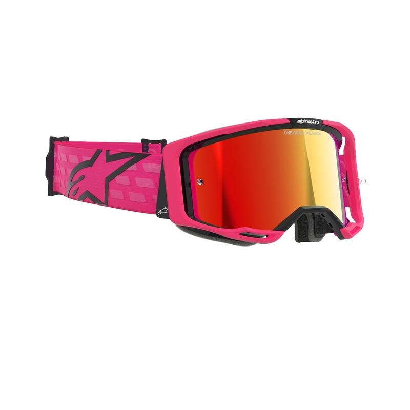 Gafas de motocross Alpinestars Vision 8 Corp rosa con lente roja espejada