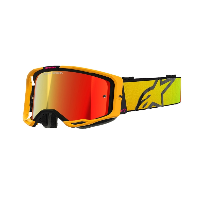 Gafas de motocross Alpinestars Vision 8 Corp amarillo-rosa con lente roja espejada