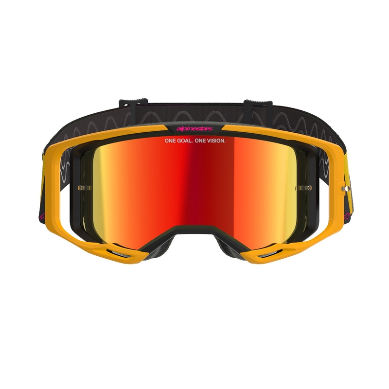 Gafas de motocross Alpinestars Vision 8 Corp amarillo-rosa con lente roja espejada