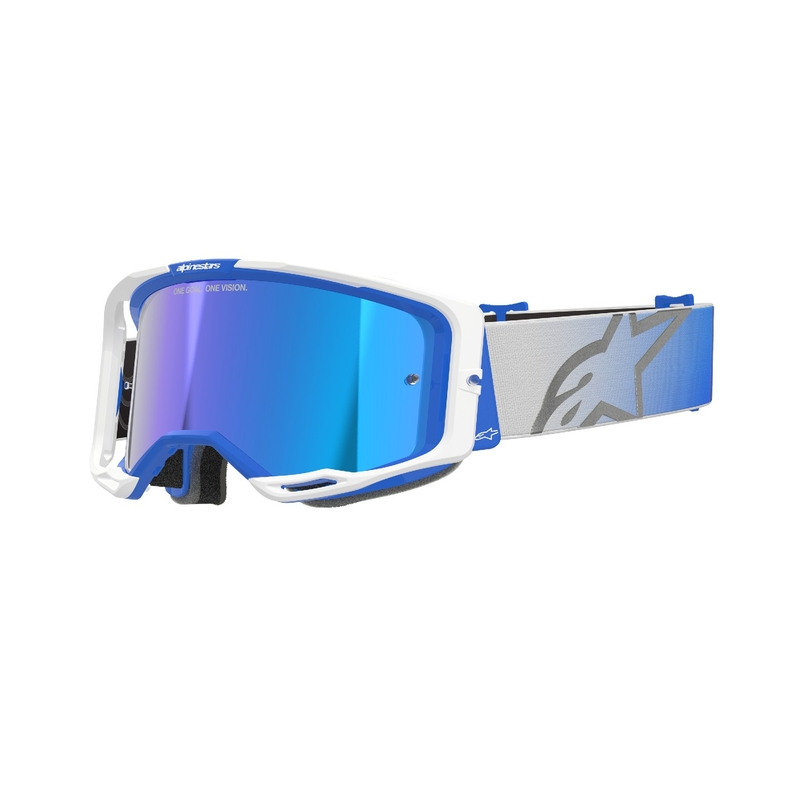 Gafas de motocross Alpinestars Vision 8 Corp azules y blancas con lente azul espejada