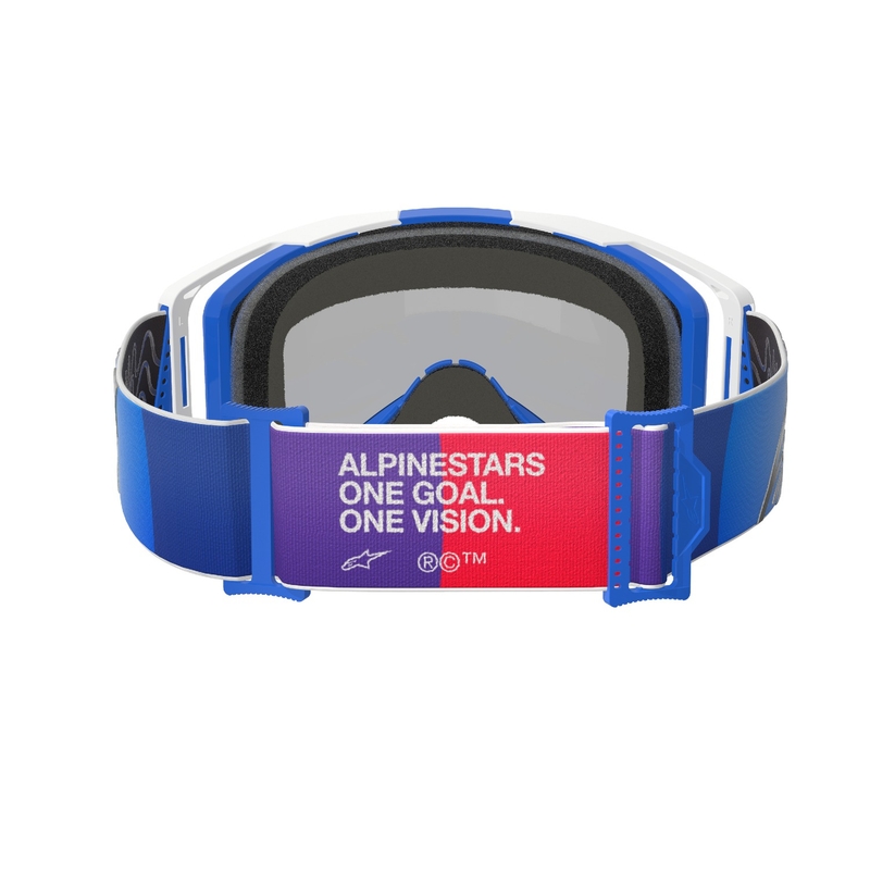 Gafas de motocross Alpinestars Vision 8 Corp azules y blancas con lente azul espejada