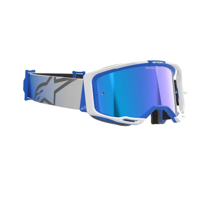 Gafas de motocross Alpinestars Vision 8 Corp azules y blancas con lente azul espejada