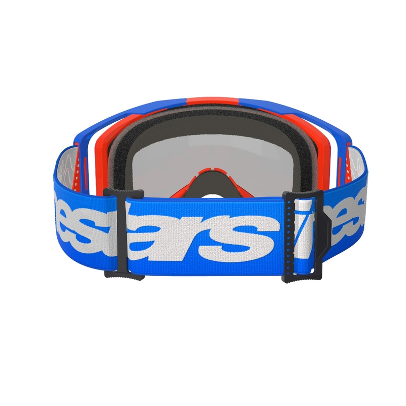 Gafas de motocross Alpinestars Vision 8 Wordmark azul-naranja con lente roja espejada