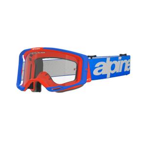 Gafas de motocross Alpinestars Vision 8 Wordmark azul-naranja con lente transparente