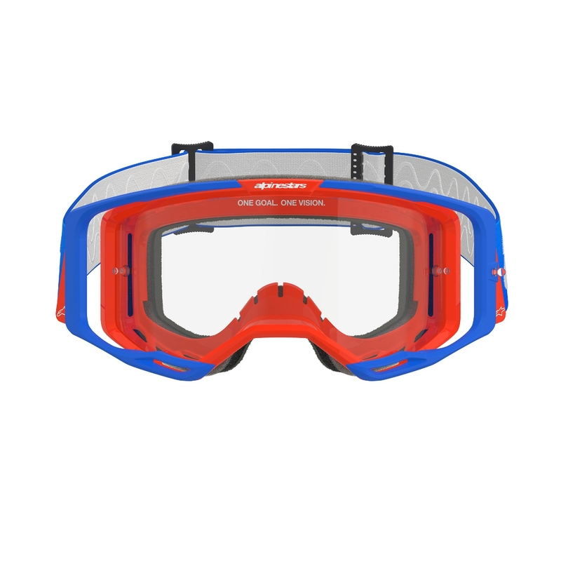 Gafas de motocross Alpinestars Vision 8 Wordmark azul-naranja con lente transparente