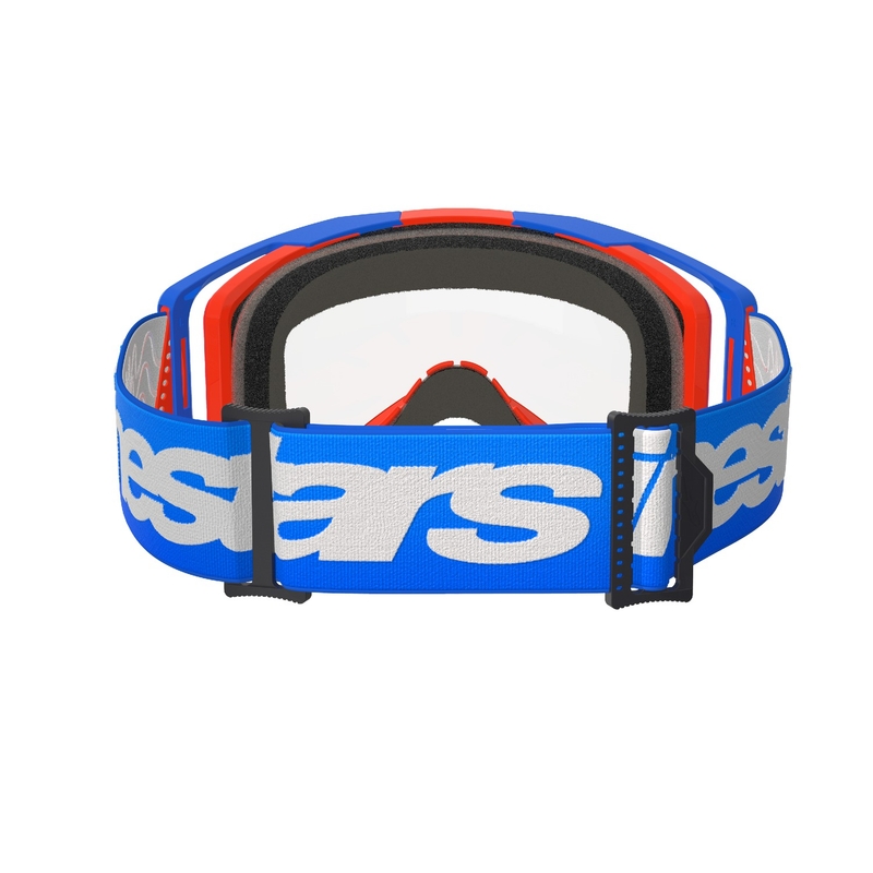 Gafas de motocross Alpinestars Vision 8 Wordmark azul-naranja con lente transparente