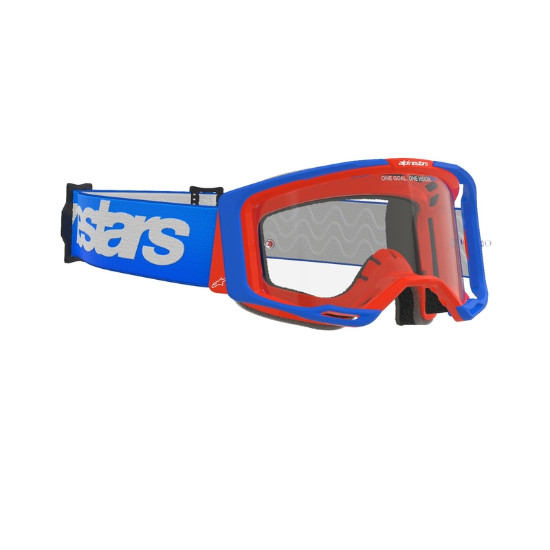 Gafas de motocross Alpinestars Vision 8 Wordmark azul-naranja con lente transparente