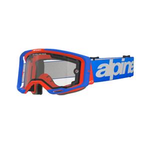 Gafas de motocross Alpinestars Vision 8 Wordmark azul-naranja con doble lente transparente antivaho