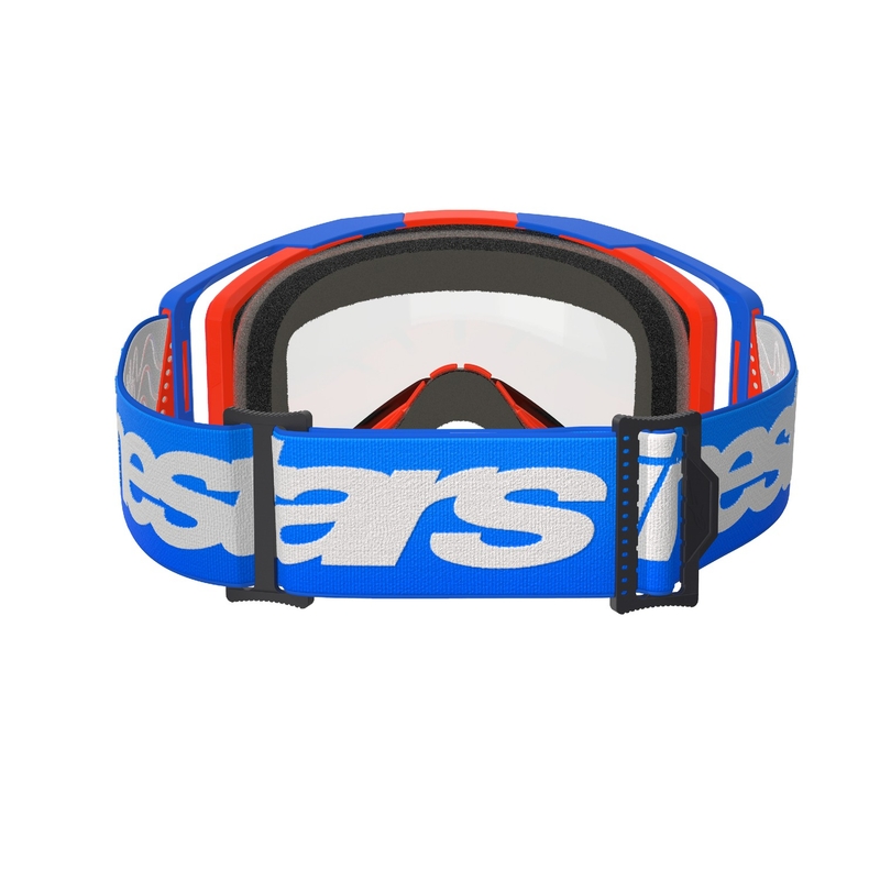 Gafas de motocross Alpinestars Vision 8 Wordmark azul-naranja con doble lente transparente antivaho