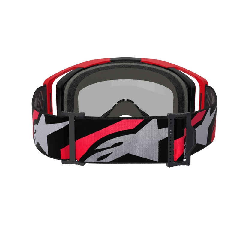 Gafas de motocross Alpinestars Vision 8 Luar rojas y negras con lente plateada espejada