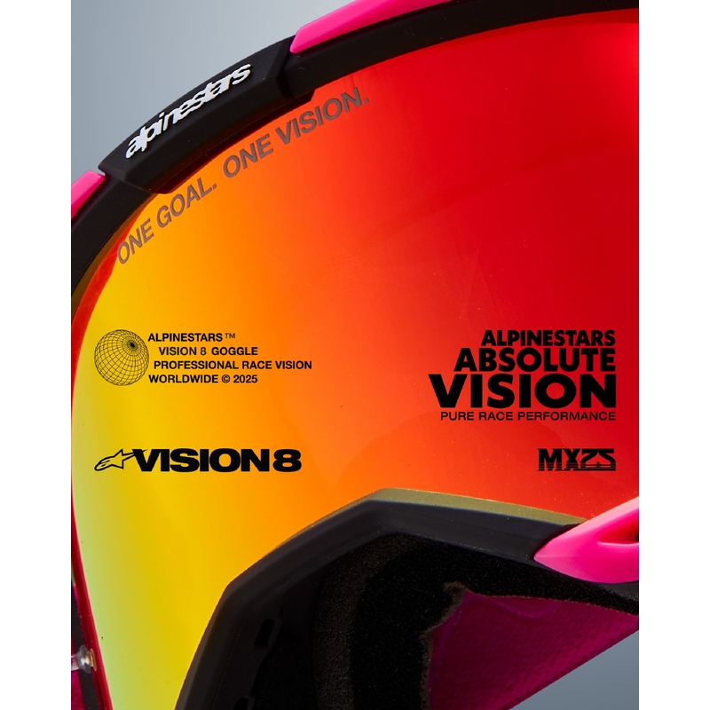 Gafas de motocross Alpinestars Vision 8 Luar rojas y negras con lente plateada espejada