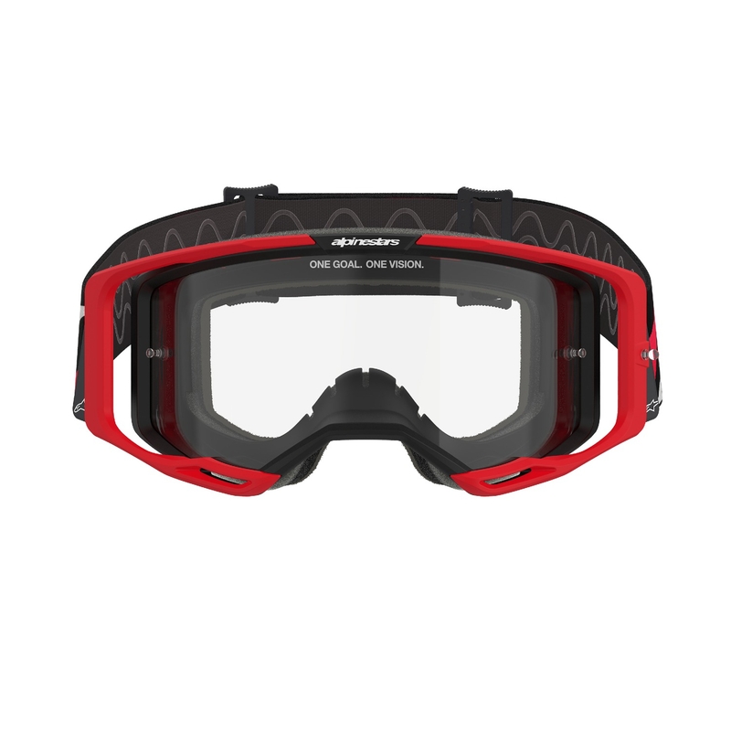 Gafas de motocross Alpinestars Vision 8 Luar rojas y negras con lente transparente