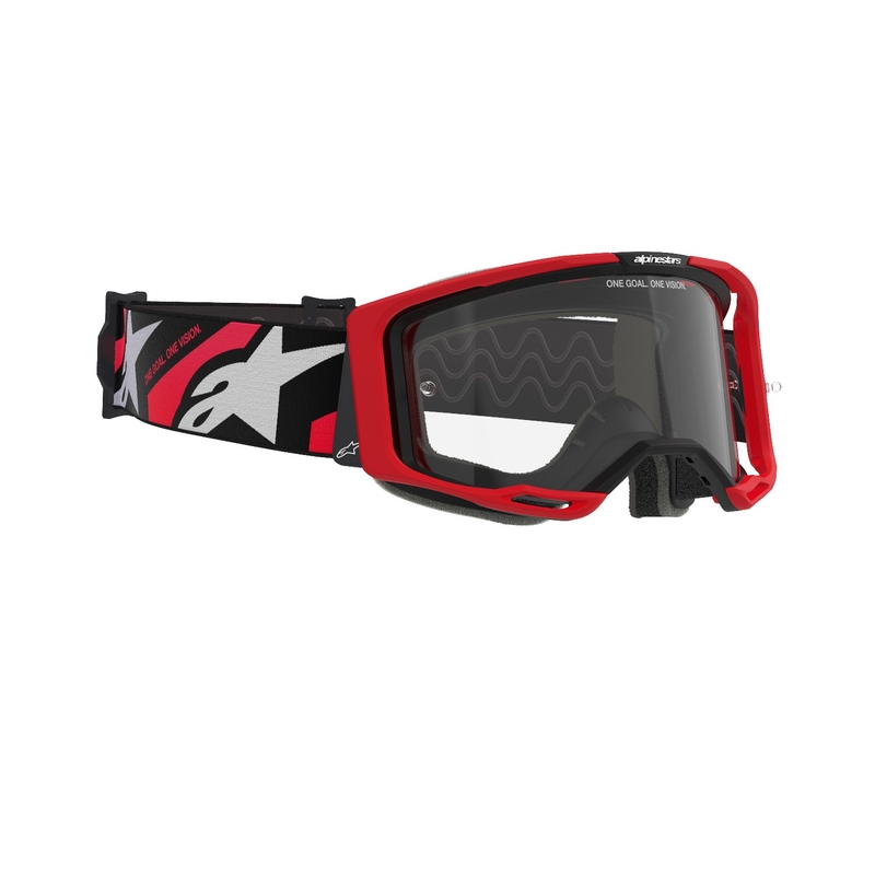 Gafas de motocross Alpinestars Vision 8 Luar rojas y negras con lente transparente