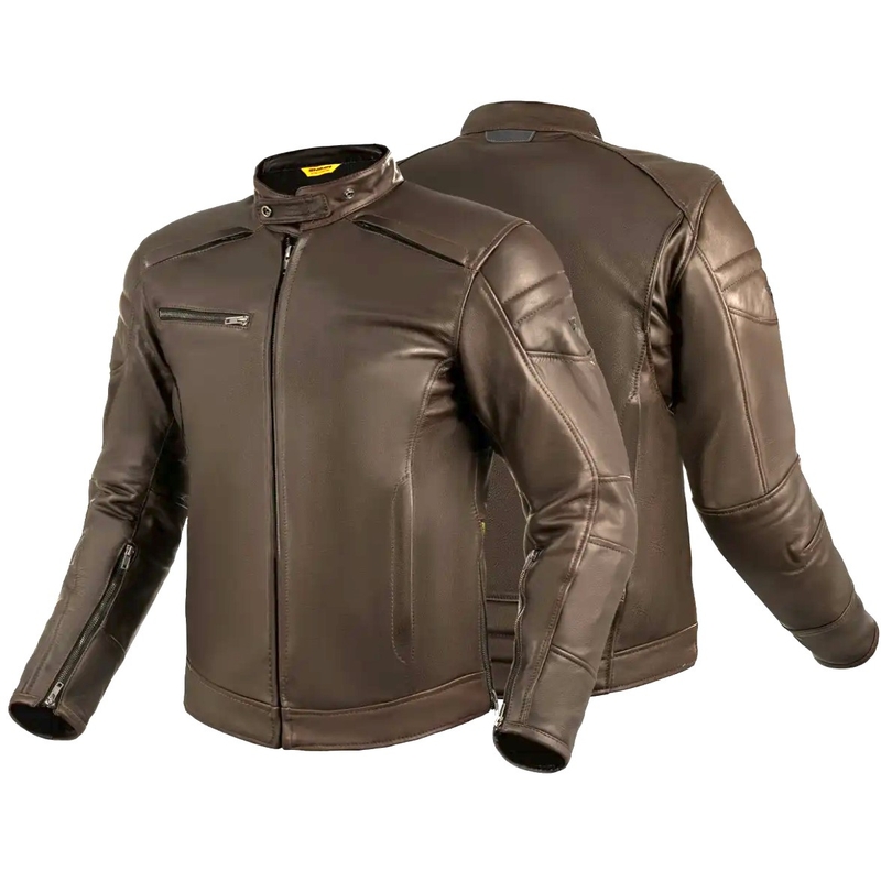 Cazadora de cuero para moto Shima Hunter+ 2.0 marrón