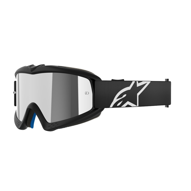 Gafas de motocross para niños Alpinestars Vision Youth Corp negras con lentes plateadas espejadas