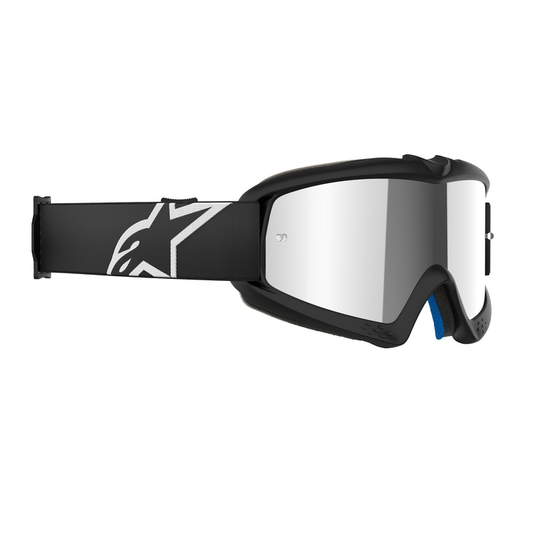 Gafas de motocross para niños Alpinestars Vision Youth Corp negras con lentes plateadas espejadas
