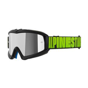 Gafas de motocross Alpinestars Vision Youth Hollow negro-antracita-amarillo fluo con lente plateada espejada
