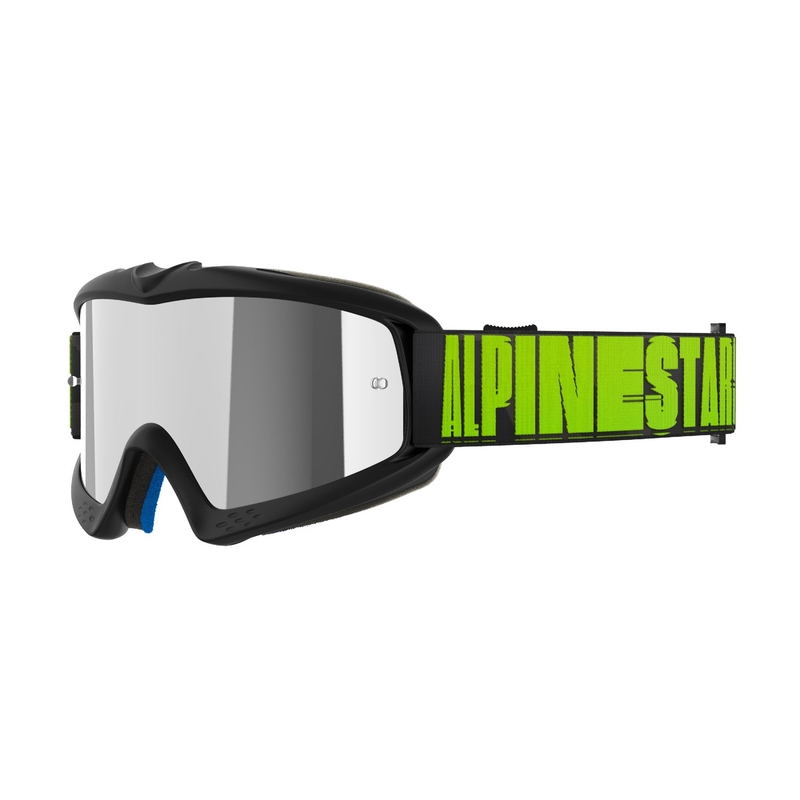 Gafas de motocross Alpinestars Vision Youth Hollow negro-antracita-amarillo fluo con lente plateada espejada