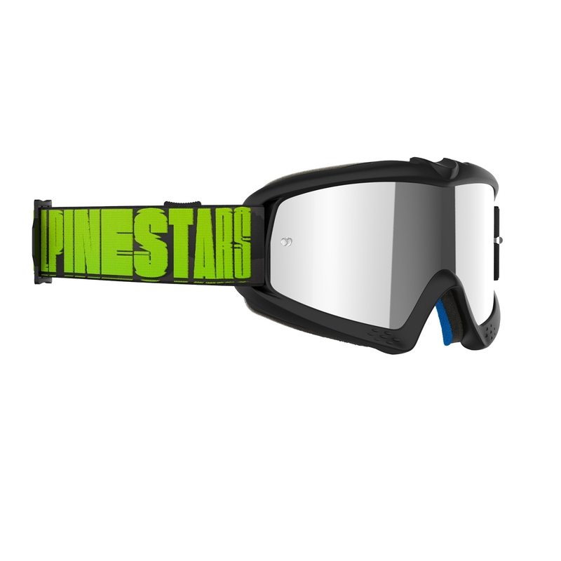 Gafas de motocross Alpinestars Vision Youth Hollow negro-antracita-amarillo fluo con lente plateada espejada