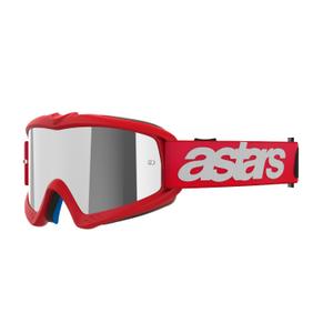 Gafas de motocross para niños Alpinestars Vision Youth Blaze rojas con lentes plateadas espejadas