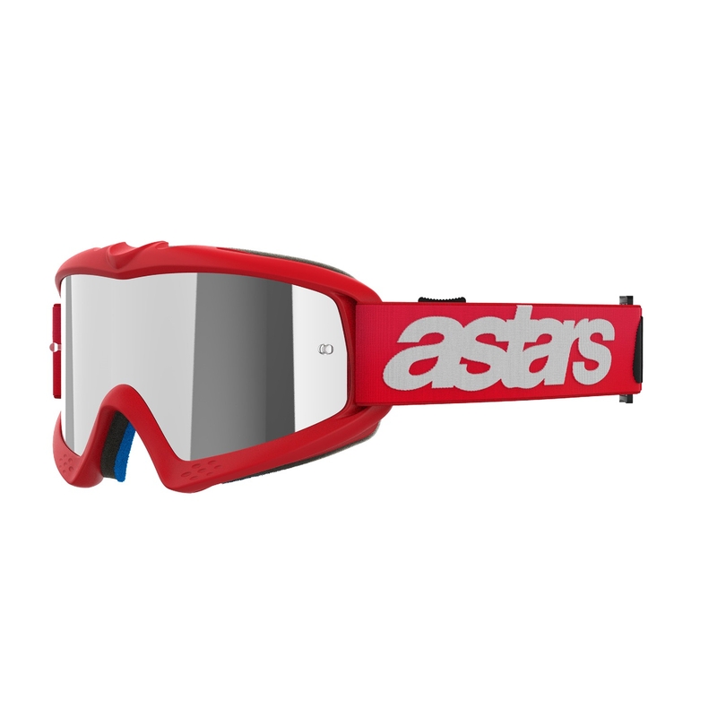Gafas de motocross para niños Alpinestars Vision Youth Blaze rojas con lentes plateadas espejadas