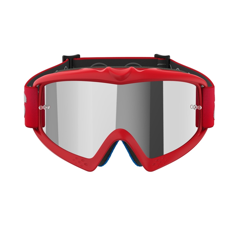 Gafas de motocross para niños Alpinestars Vision Youth Blaze rojas con lentes plateadas espejadas